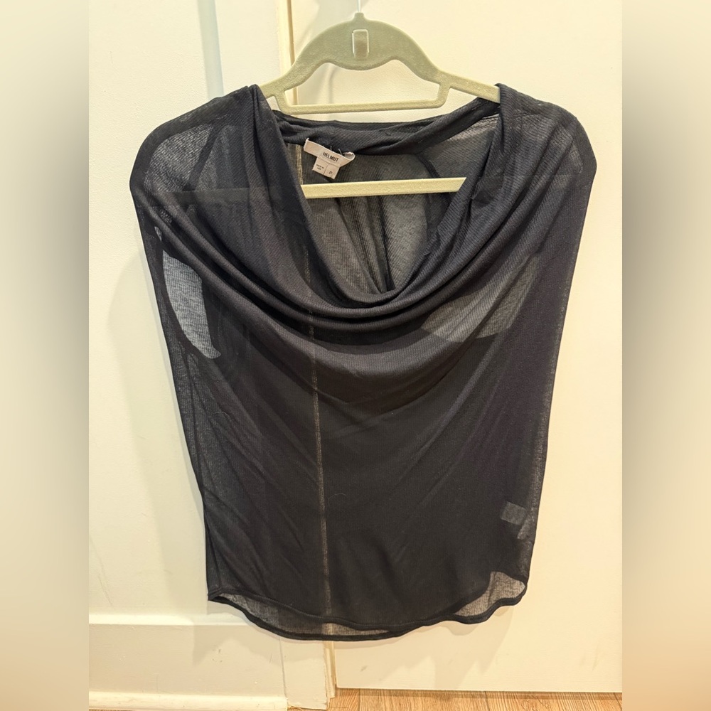 Helmut Lang Black Sheer Short Sleeve Top